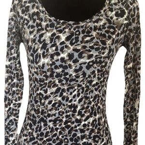 Express Leopard Print Scoop Neck Blouse